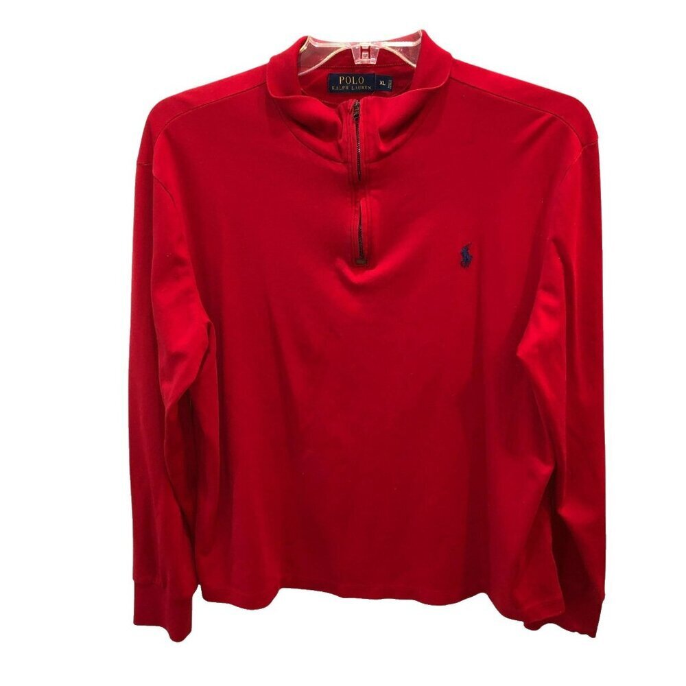 Polo Ralph Lauren Mens Size XL Red 1/4 Zip Long Sleeve Pullover Jacket Top Shirt